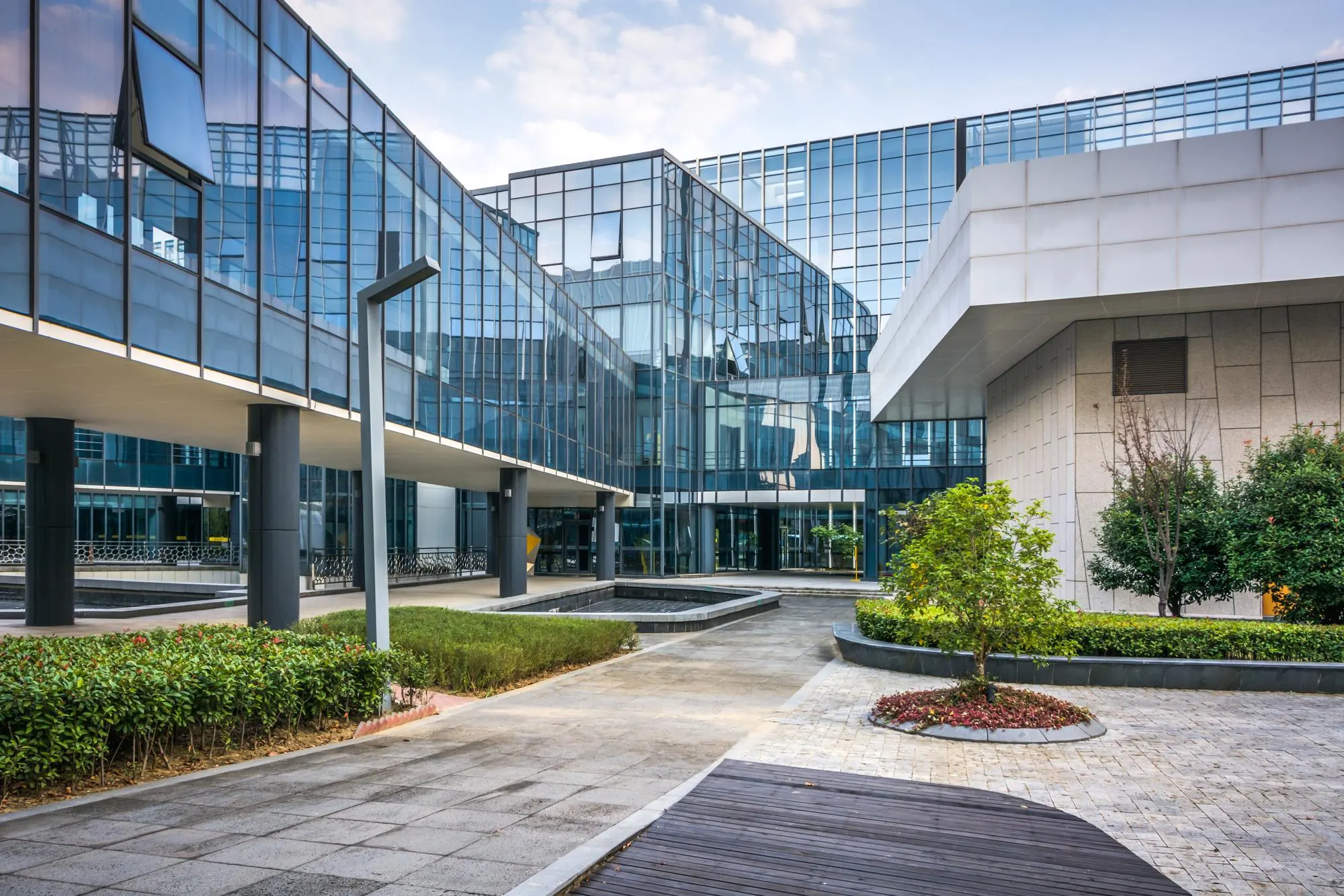 Modern architecture shaped around flowing forms