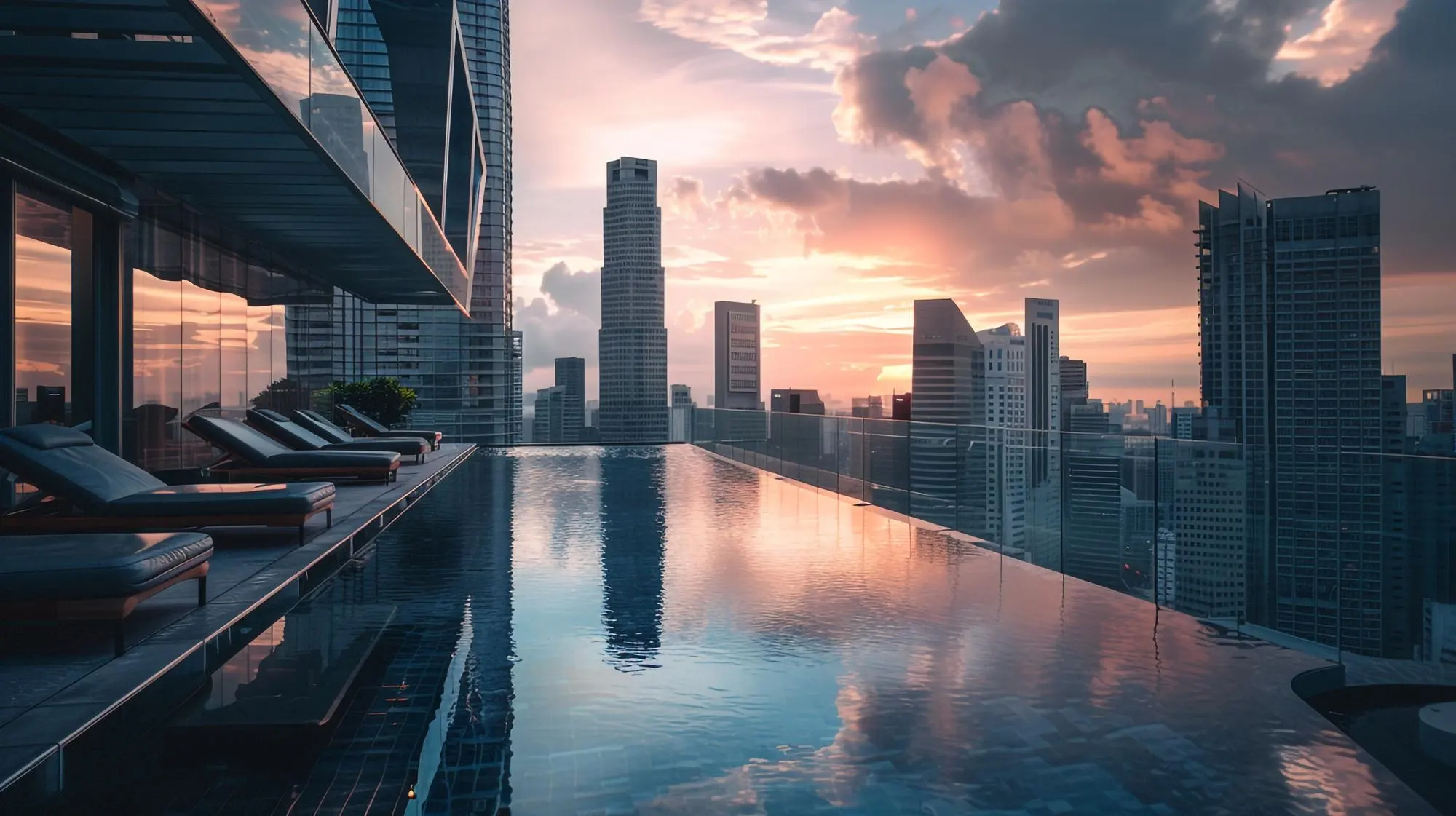Aerial view of a global financial district